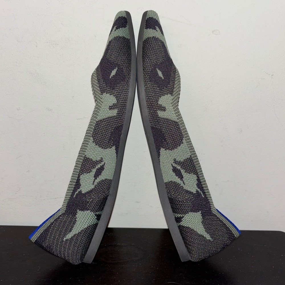 Rothys | The Point Flats | Womens 8.5 | Olive Green Black Camo Slip On Shoes - Picture 4 of 12